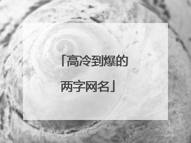 高冷到爆的两字网名