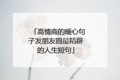 高情商的暖心句子发朋友圈最精辟的人生短句