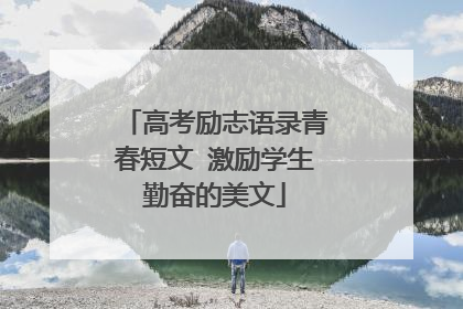 高考励志语录青春短文 激励学生勤奋的美文