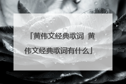 黄伟文经典歌词 黄伟文经典歌词有什么