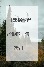 黑格尔曾经说的一句话?