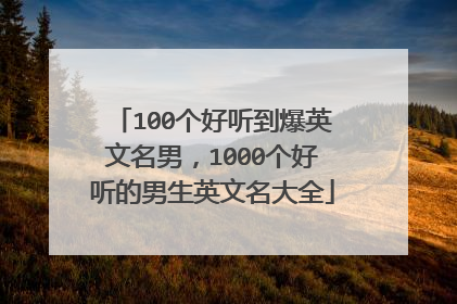 100个好听到爆英文名男，1000个好听的男生英文名大全
