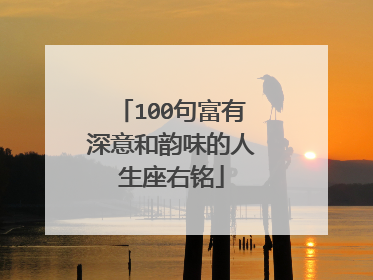 100句富有深意和韵味的人生座右铭