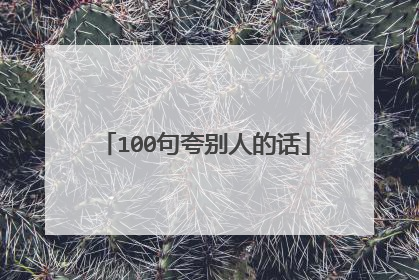 100句夸别人的话