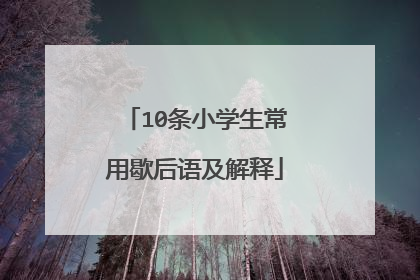 10条小学生常用歇后语及解释