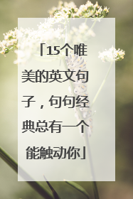 15个唯美的英文句子,句句经典总有一个能触动你