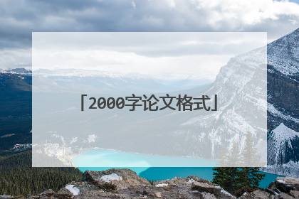 2000字论文格式