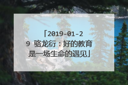 2019-01-29 骆龙衍：好的教育是一场生命的遇见