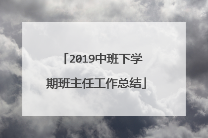 2019中班下学期班主任工作总结