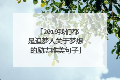 2019我们都是追梦人关于梦想的励志唯美句子
