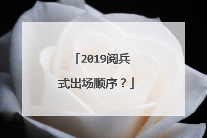 2019阅兵式出场顺序？
