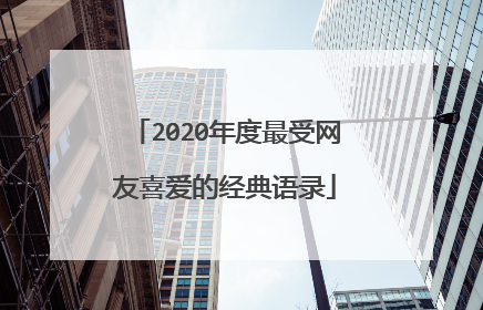 2020年度最受网友喜爱的经典语录