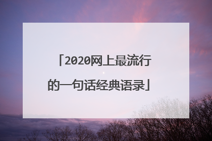 2020网上最流行的一句话经典语录