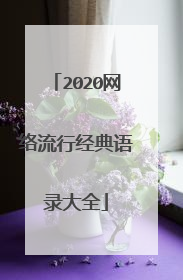 2020网络流行经典语录大全