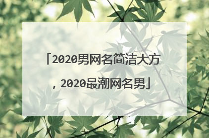 2020男网名简洁大方,2020最潮网名男