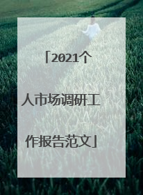 2021个人市场调研工作报告范文