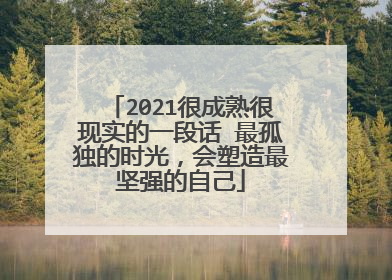 2021很成熟很现实的一段话 最孤独的时光，会塑造最坚强的自己