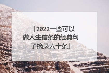 2022一些可以做人生信条的经典句子摘录六十条