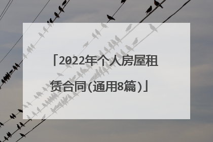 2022年个人房屋租赁合同(通用8篇)