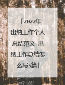 2022年出纳工作个人总结范文_出纳工作总结怎么写5篇