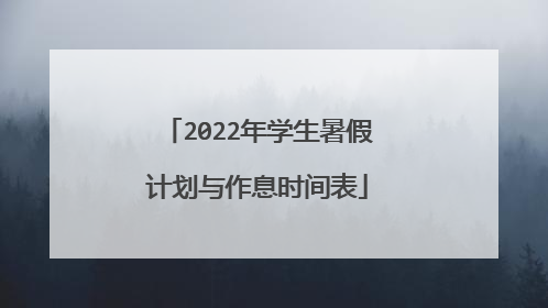 2022年学生暑假计划与作息时间表
