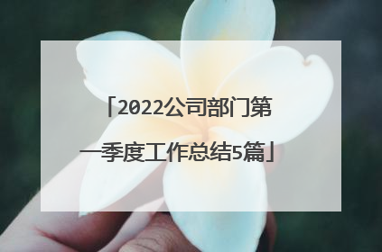 2022公司部门第一季度工作总结5篇
