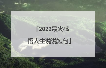 2022最火感悟人生说说短句