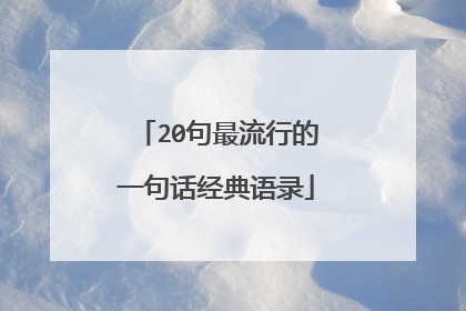 20句最流行的一句话经典语录
