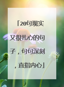 20句现实又很扎心的句子，句句深刻，直指内心