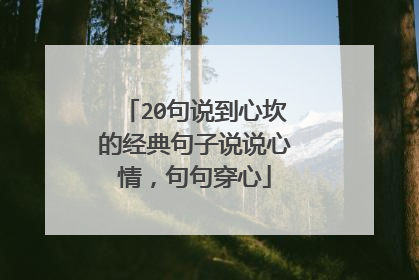 20句说到心坎的经典句子说说心情，句句穿心