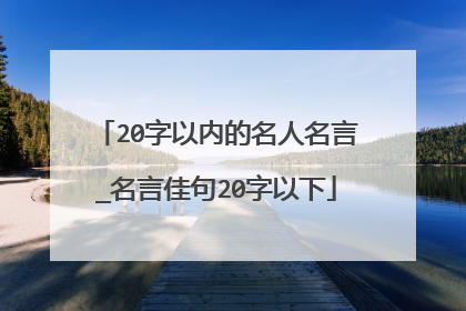 20字以内的名人名言_名言佳句20字以下