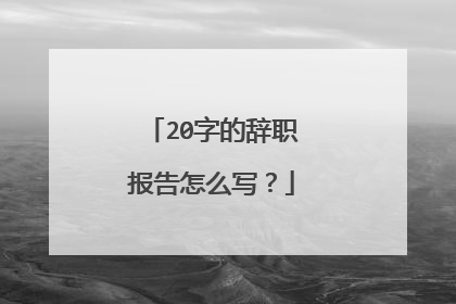 20字的辞职报告怎么写？