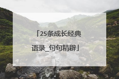 25条成长经典语录_句句精辟