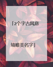 2个字古风意境唯美名字