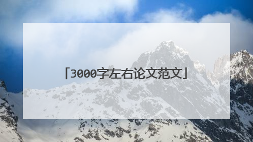 3000字左右论文范文