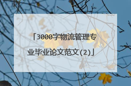 3000字物流管理专业毕业论文范文(2)