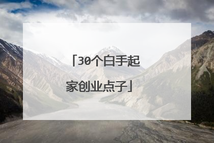 30个白手起家创业点子