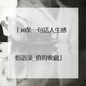 30条一句话人生感悟语录_值得收藏