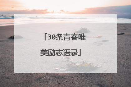 30条青春唯美励志语录