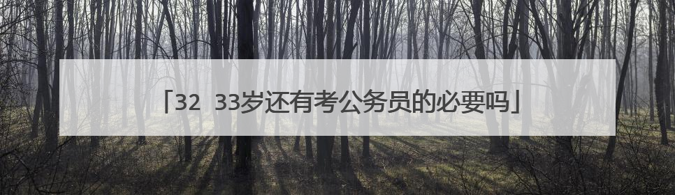 32 33岁还有考公务员的必要吗