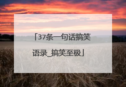 37条一句话搞笑语录_搞笑至极
