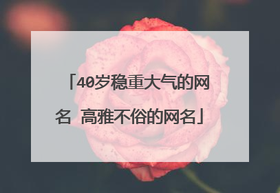 40岁稳重大气的网名 高雅不俗的网名