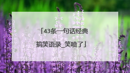 43条一句话经典搞笑语录_笑喷了