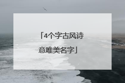 4个字古风诗意唯美名字