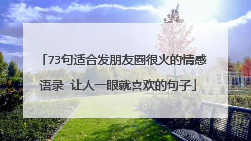 73句适合发朋友圈很火的情感语录 让人一眼就喜欢的句子