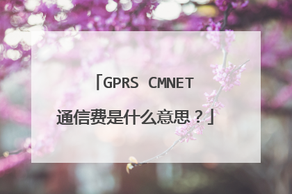 GPRS CMNET通信费是什么意思？