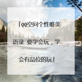 QQ空间个性唯美语录 要学会玩，学会有品位的玩