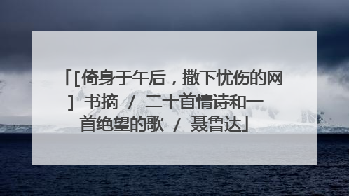 [倚身于午后，撒下忧伤的网] 书摘 / 二十首情诗和一首绝望的歌 / 聂鲁达