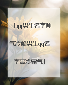 qq男生名字帅气冷酷男生qq名字高冷霸气