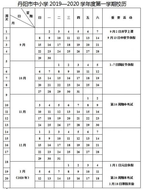 2020江苏丹阳中小学寒假放假时间安排